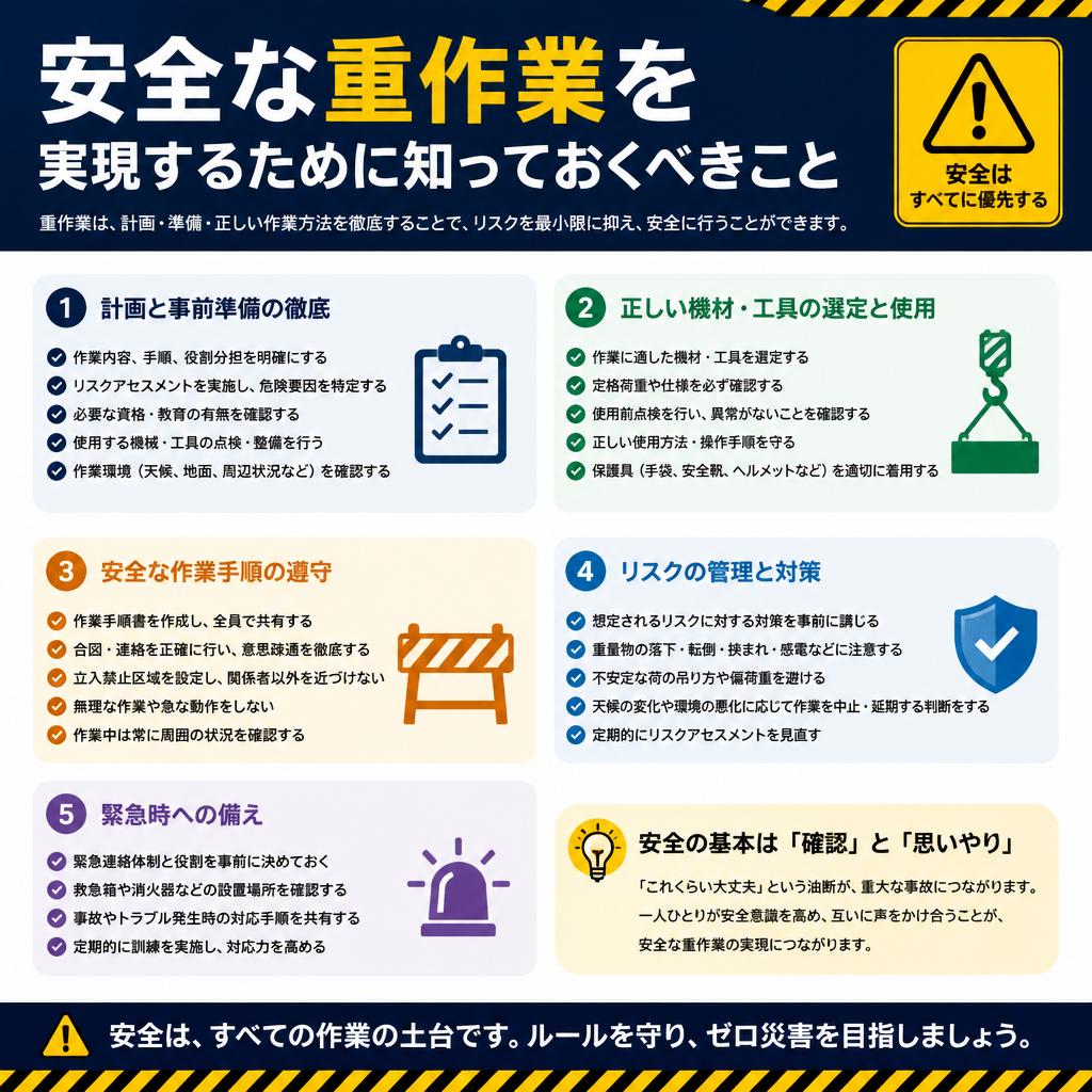 安全な重作業を実現するために知っておくべきこと