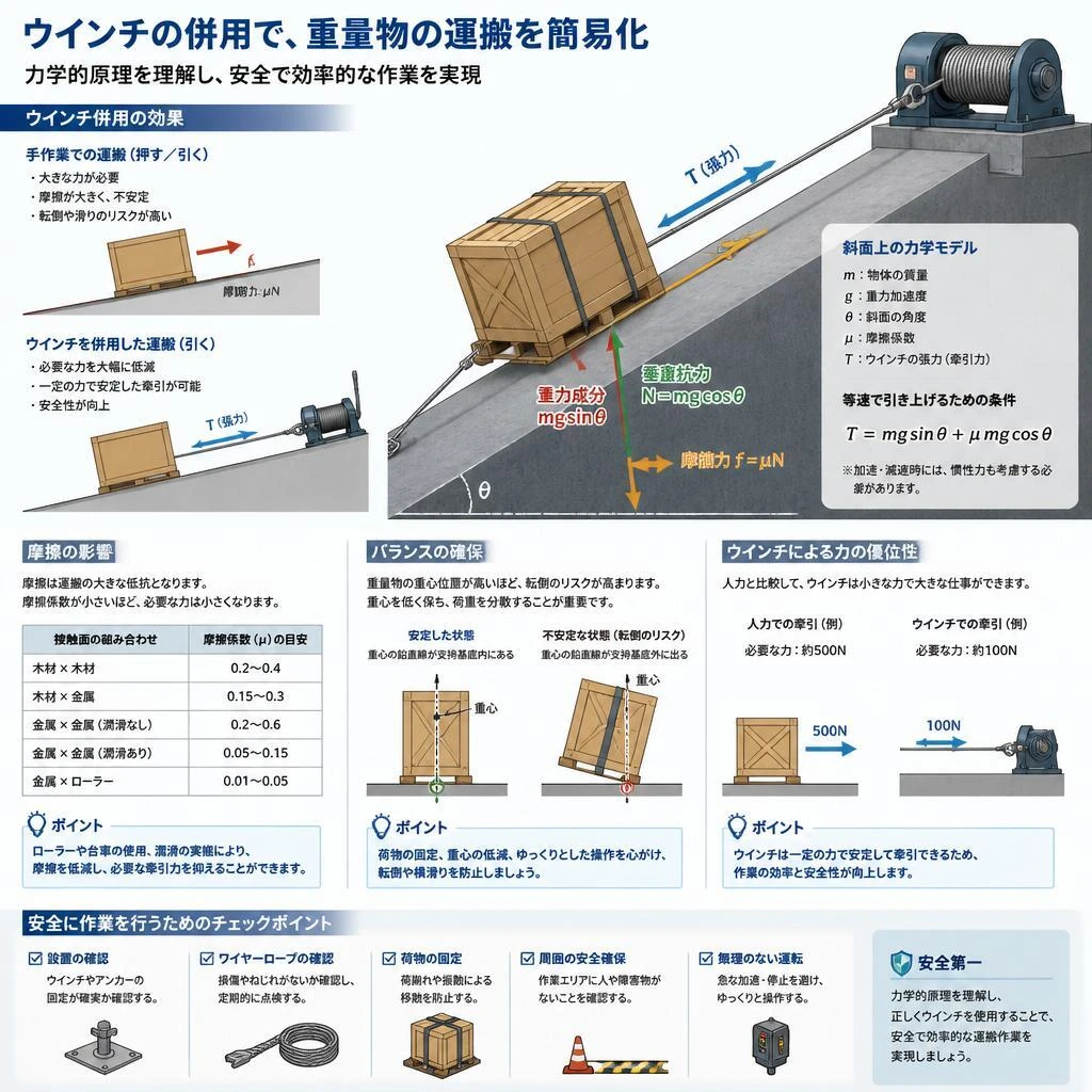 ウインチ併用時の力学